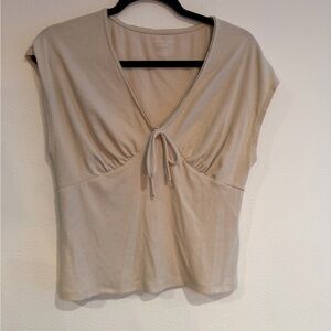 American Eagle Outfitters Cream V-Neck Blouse